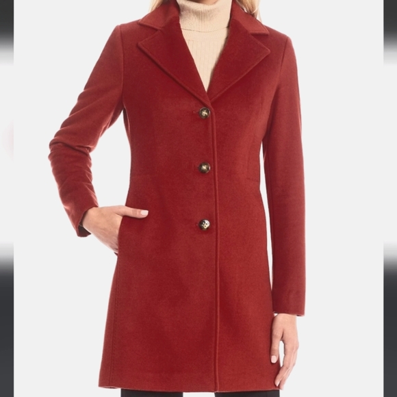CK CASHMERE Wool Blend Coat NEW Size 8 Red Calvin Klein - Picture 15 of 16
